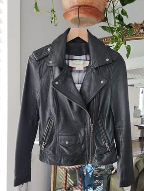 Treasure & Bond Black Leather Moto Jacket XS